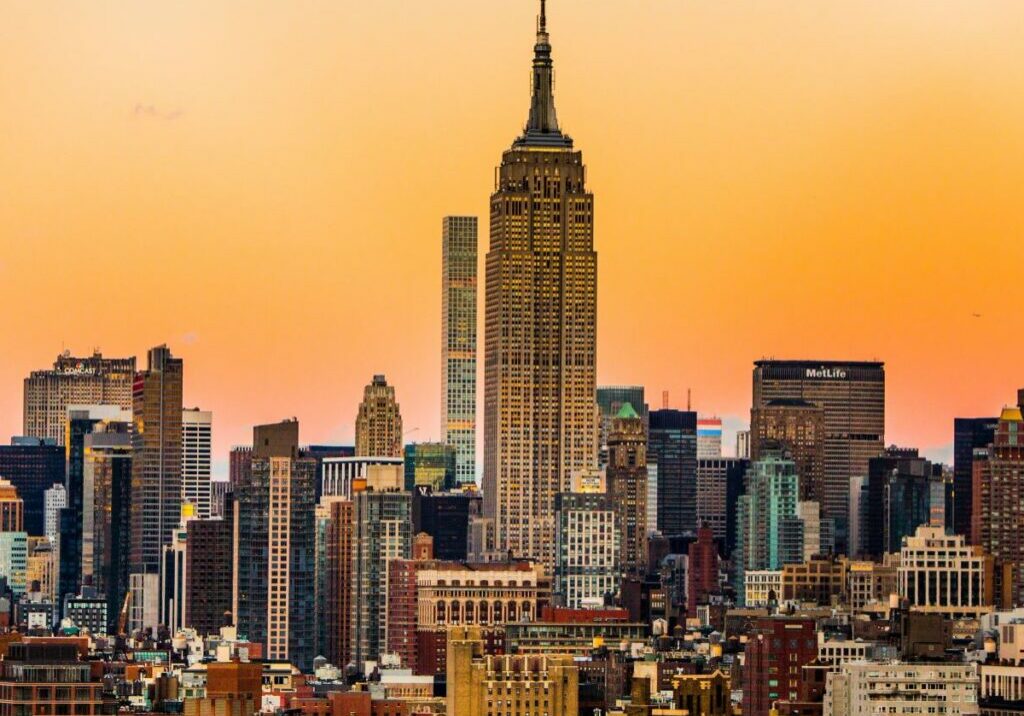 Midtown cityscape representing the esthetician salary nyc, the best state for estheticians